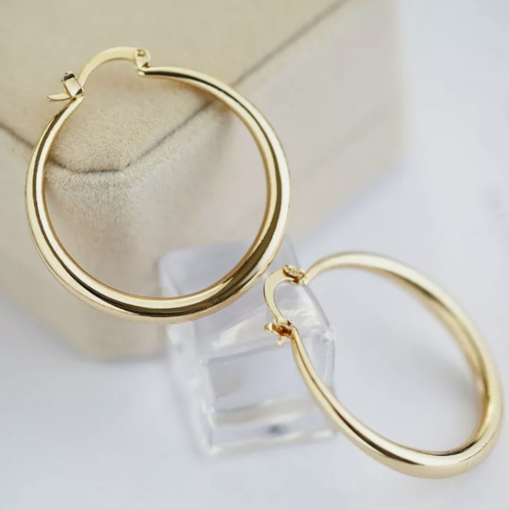 925 Silver, Gold, Rose Gold Hoop Earrings - Picture 3 of 6
